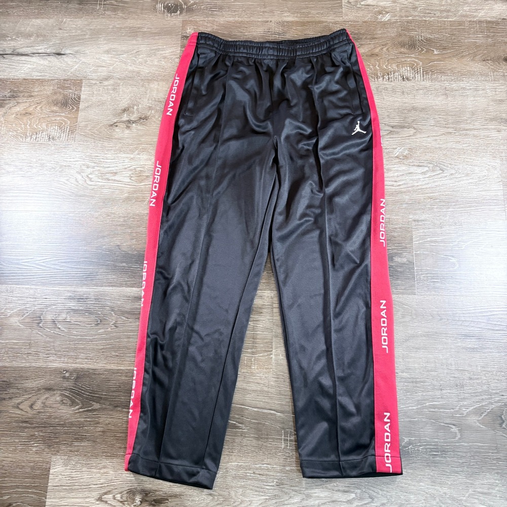 NIKE AIR JORDAN Essential Tracksuit Pants Black‎ Red Stripe Size XXL HF9341-011